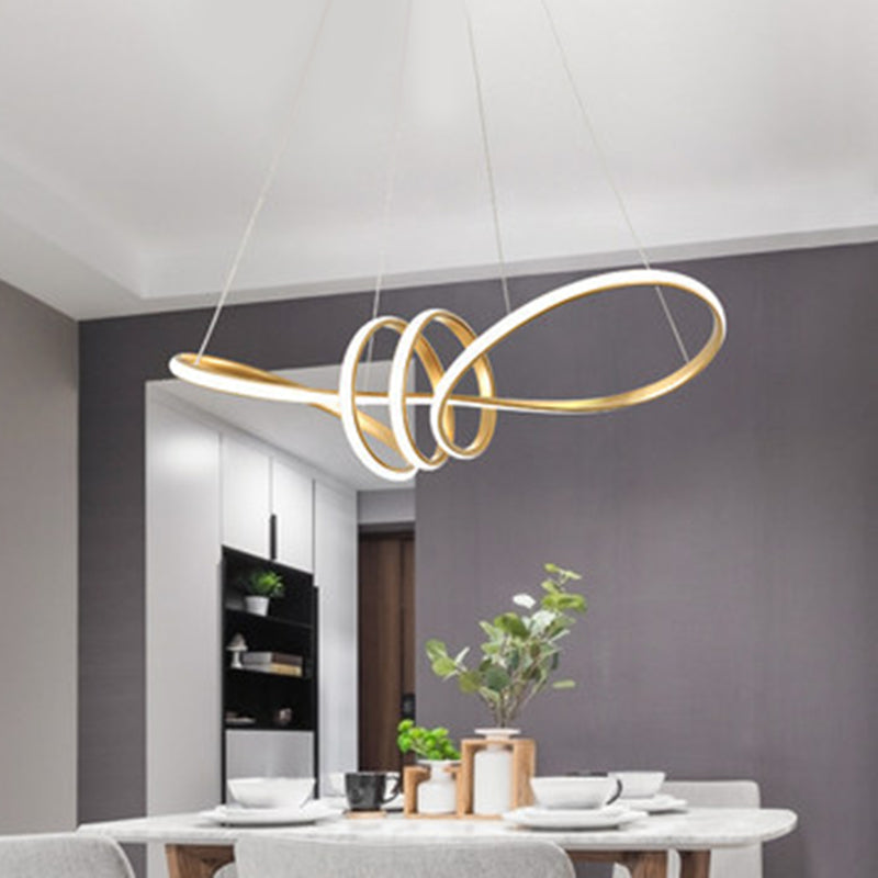 Ultra-modern Spiral Chandelier Light Fixtures Metal Suspension Pendant Light for Living Room