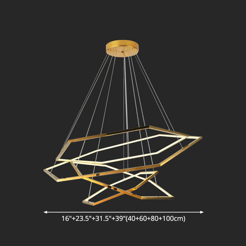 Lustre géométrique ultra-moderne luminaire d'éclairage en suspension métallique pour le salon