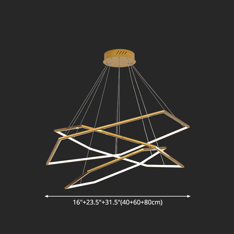 Lustre géométrique ultra-moderne luminaire d'éclairage en suspension métallique pour le salon