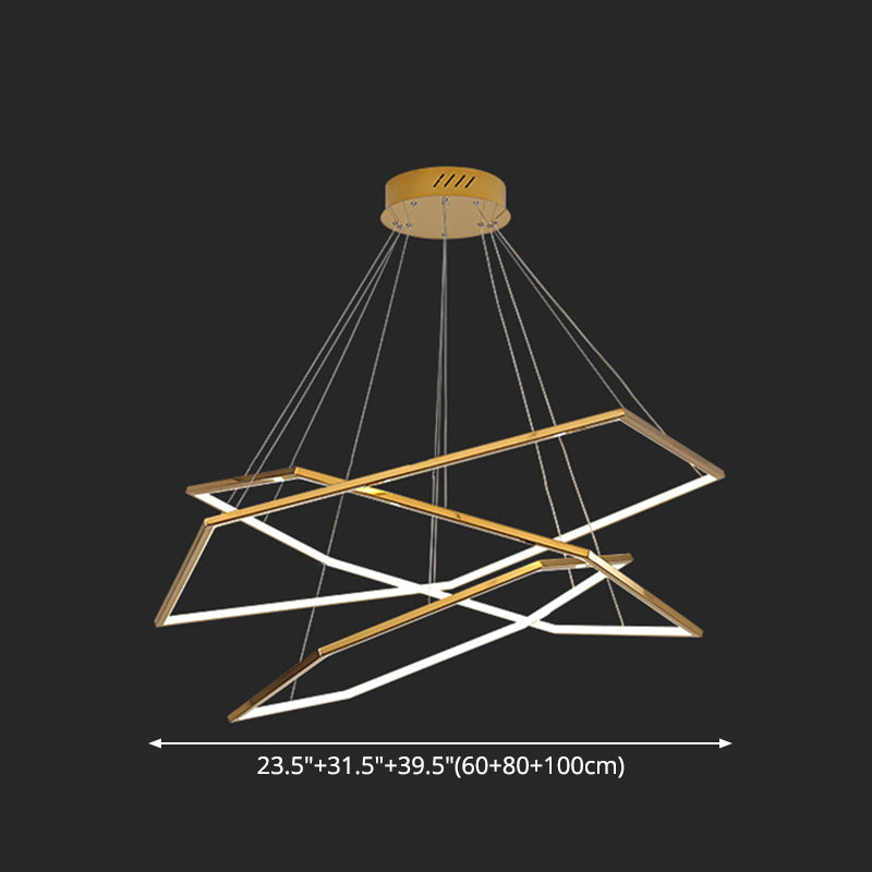 Lustre géométrique ultra-moderne luminaire d'éclairage en suspension métallique pour le salon