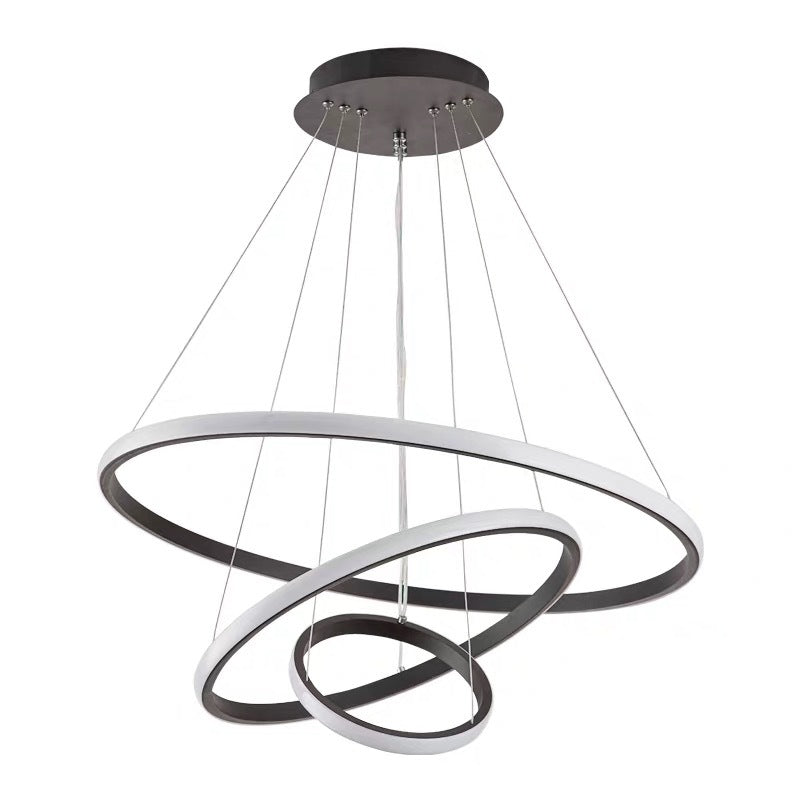 Éclairage pendentif parlou LED Lument de suspension noire moderne avec une teinte en métal de cercle