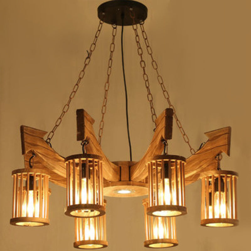 Arrow Shape Coffee Shop Chandelier Lighting Fixture Coastal Wood Hanging Ceiling Light