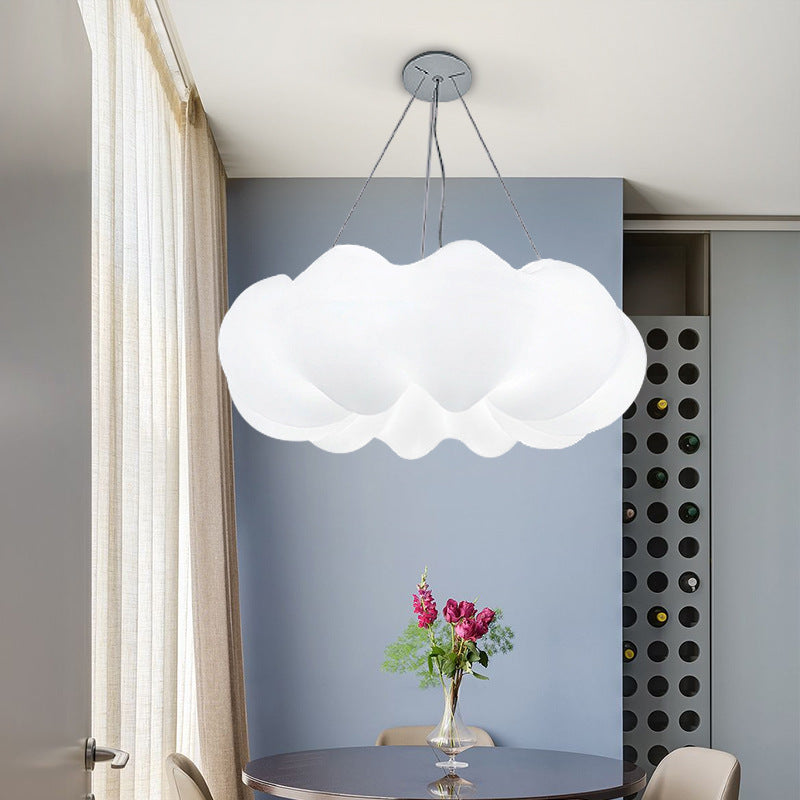 Cloud Hanging Ceiling Light Minimalist Plastic LED Bedroom Suspension Lighting in White