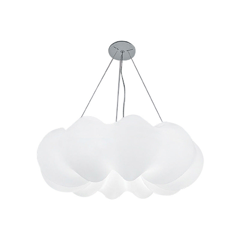 Cloud Hanging Ceiling Light Minimalist Plastic LED Bedroom Suspension Lighting in White