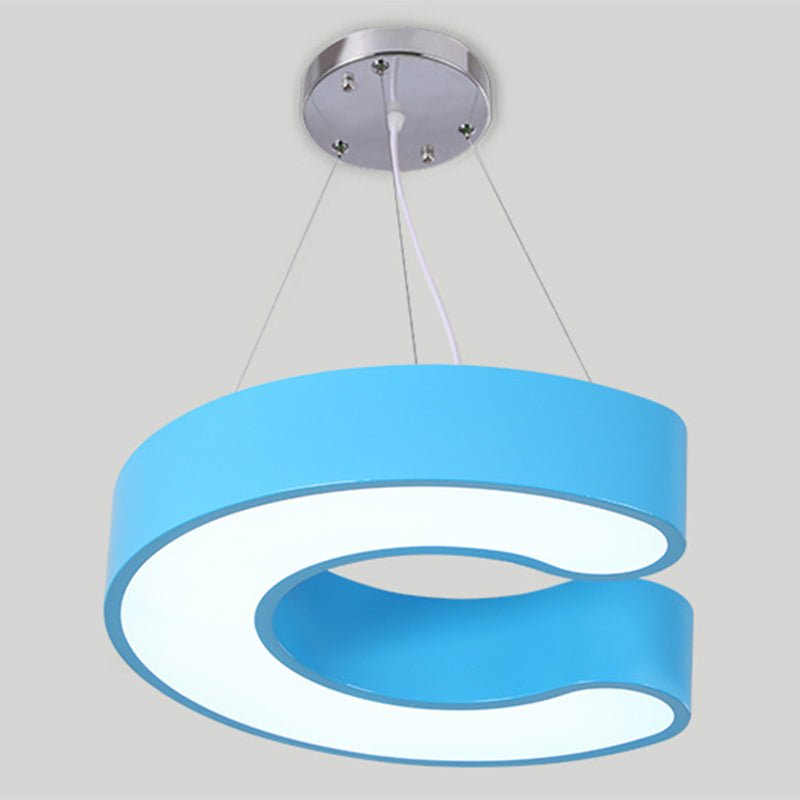 Letter Pendant Lighting Fixture Contemporary Style LED Metal Ceiling Suspension Lamp