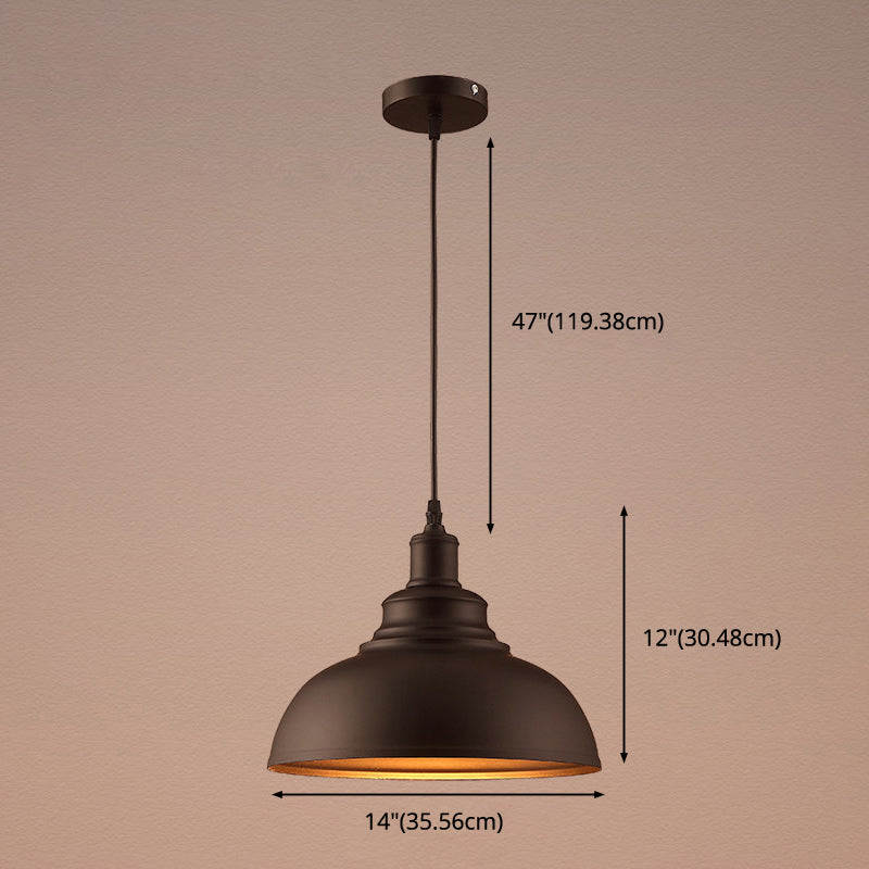 Luce illuminazione a sospensione per ciotola vintage Luce del soffitto sospeso in metallo con tonalità dipinta