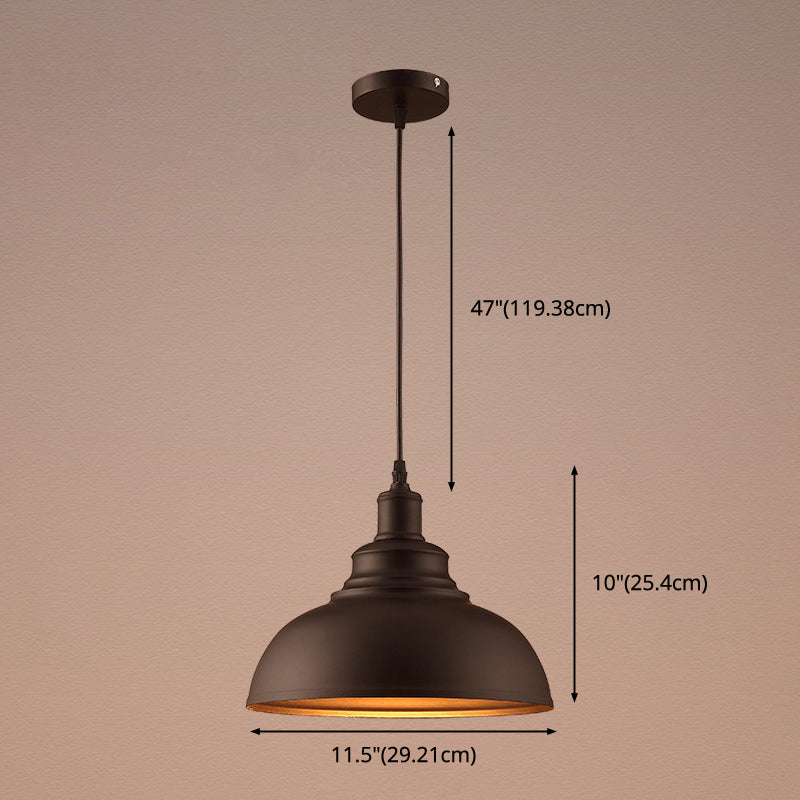 Luce illuminazione a sospensione per ciotola vintage Luce del soffitto sospeso in metallo con tonalità dipinta