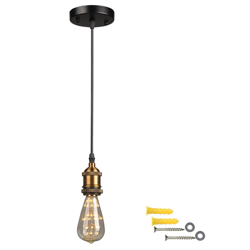 Open Bulb Metal Ceiling Lighting Fixture Farmhouse Style Hallway Hanging Lamp in Black