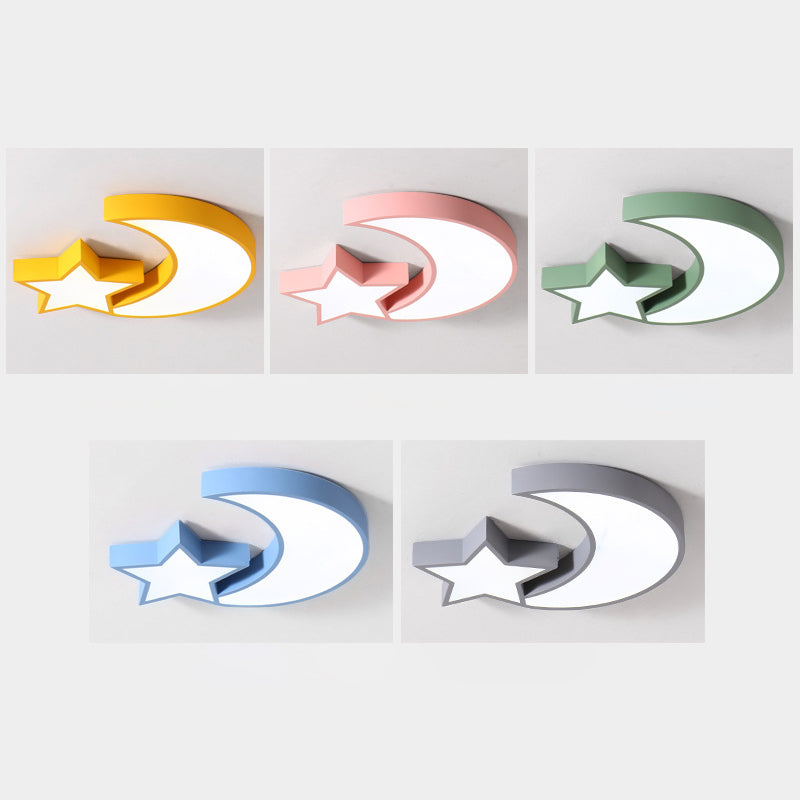 Star and Moon Acrylic Flush Mount Ceiling Light Kids Style　LED Flushmount Ceiling Lamp