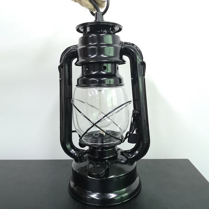 Vintage hennep touw kerosine paardenlamp kroonluchter metaal vintage industrieel restaurant hangende lamp