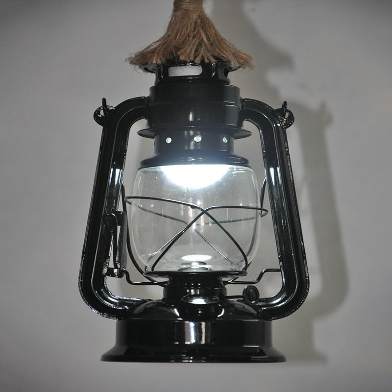 Vintage hennep touw kerosine paardenlamp kroonluchter metaal vintage industrieel restaurant hangende lamp