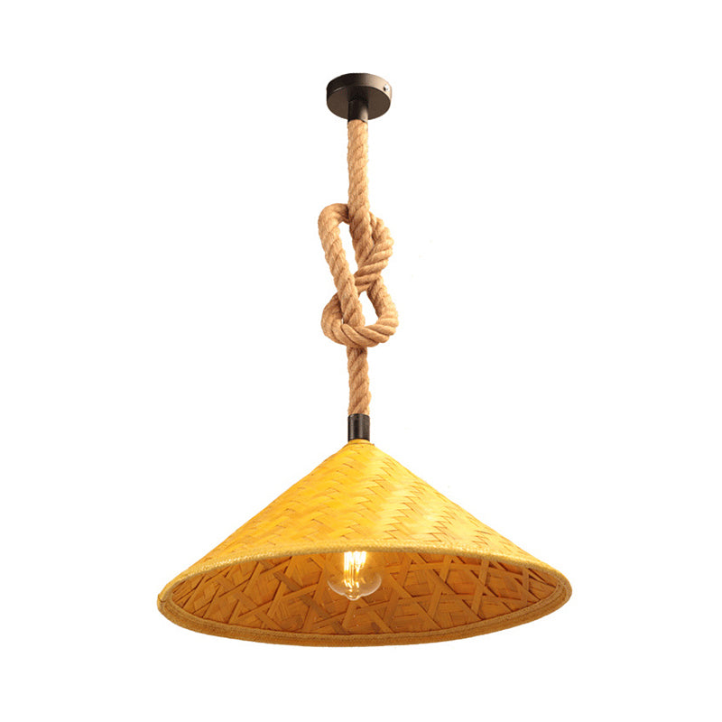 1 lichte hanglamp plafondverlichting rustieke stro hoed touw rattan hanglichtkit voor boerderij