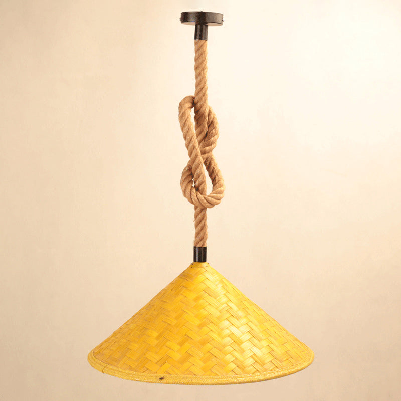 1 lichte hanglamp plafondverlichting rustieke stro hoed touw rattan hanglichtkit voor boerderij