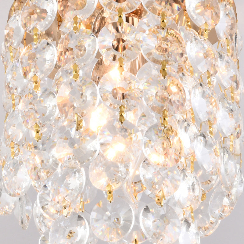 Cylindre d'or Mini Semi Flush Light Simplicité 1 Bulbe Crystal Flush Mount Plafond