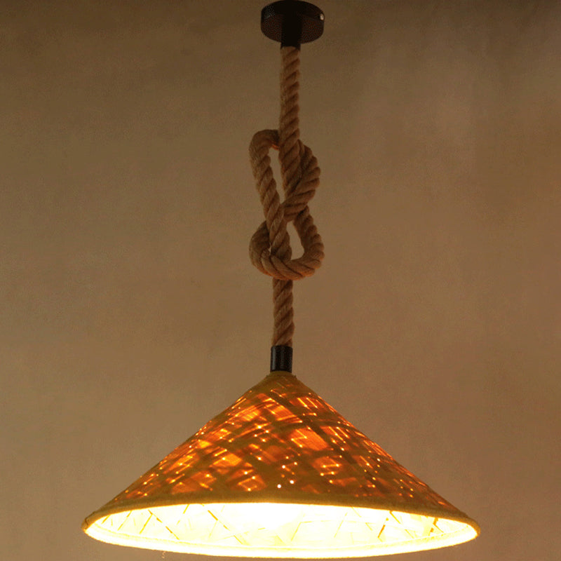 1 Luci a soffitto a sospensione leggera Rustic HAT ROPE KIT LIGHT RATTAN PENDANTE PER FARCHOUSE