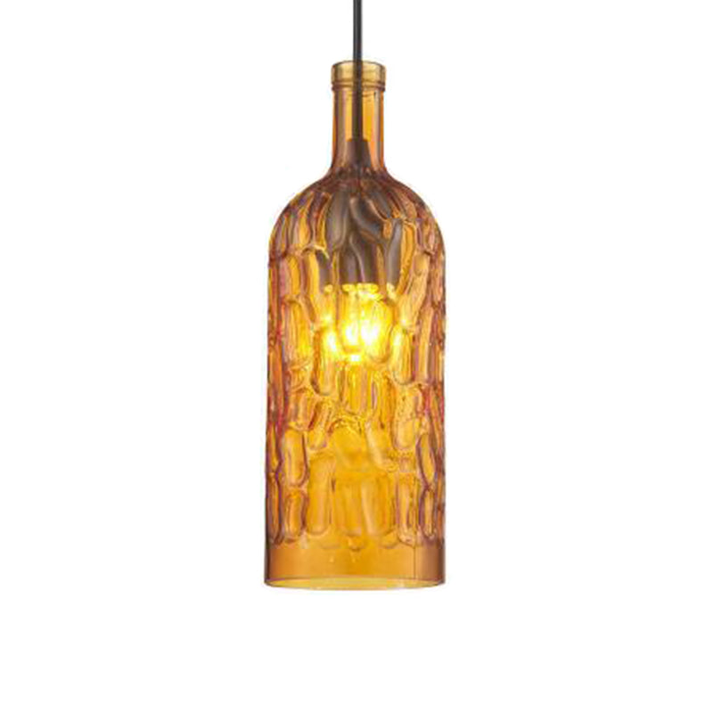 Vintage  Art Deco Wine Bottle Hanging Lamp Wavy Glass 1 Light  Restaurant  Down Lighting Pendant for Bar