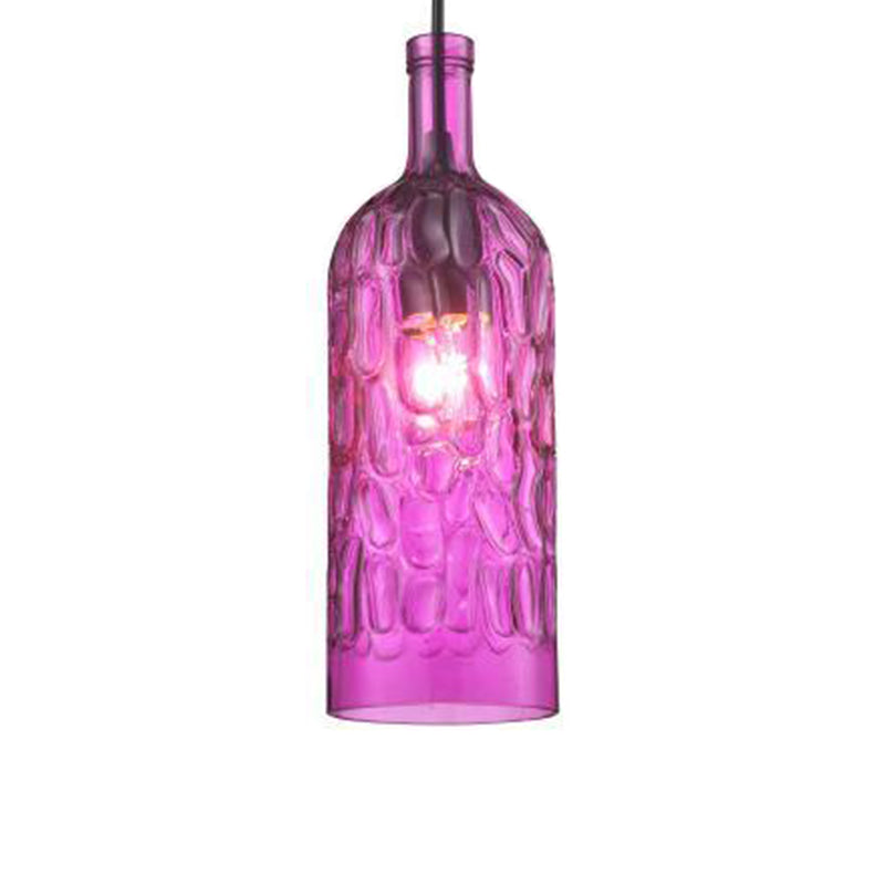 Vintage  Art Deco Wine Bottle Hanging Lamp Wavy Glass 1 Light  Restaurant  Down Lighting Pendant for Bar