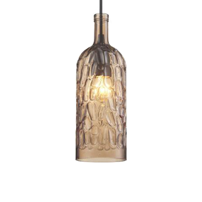 Vintage  Art Deco Wine Bottle Hanging Lamp Wavy Glass 1 Light  Restaurant  Down Lighting Pendant for Bar