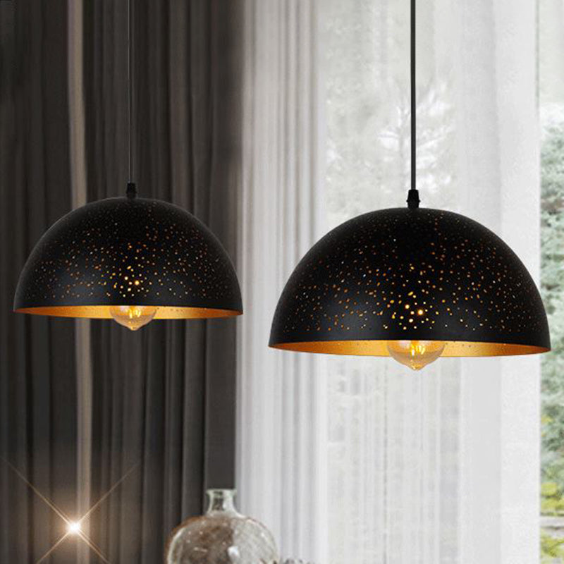 Metal Bowl Pendant Lighting Fixture Industrial Coffee Shop Hanging Pendant Light in Black