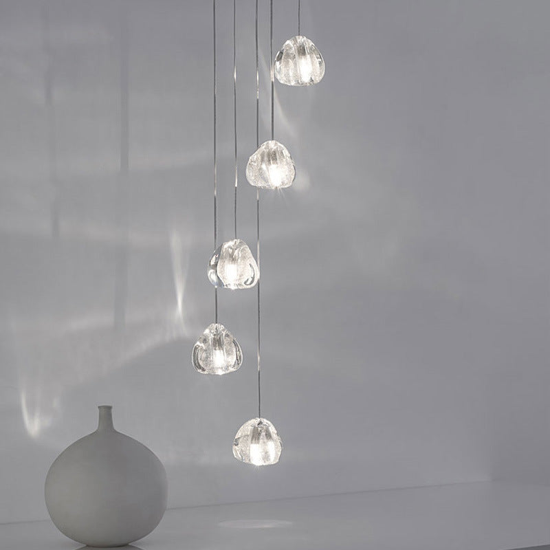 Clear Bubble Glass Mini Pendant Light Modern Nordic LED Round Stair Hanging Lamp