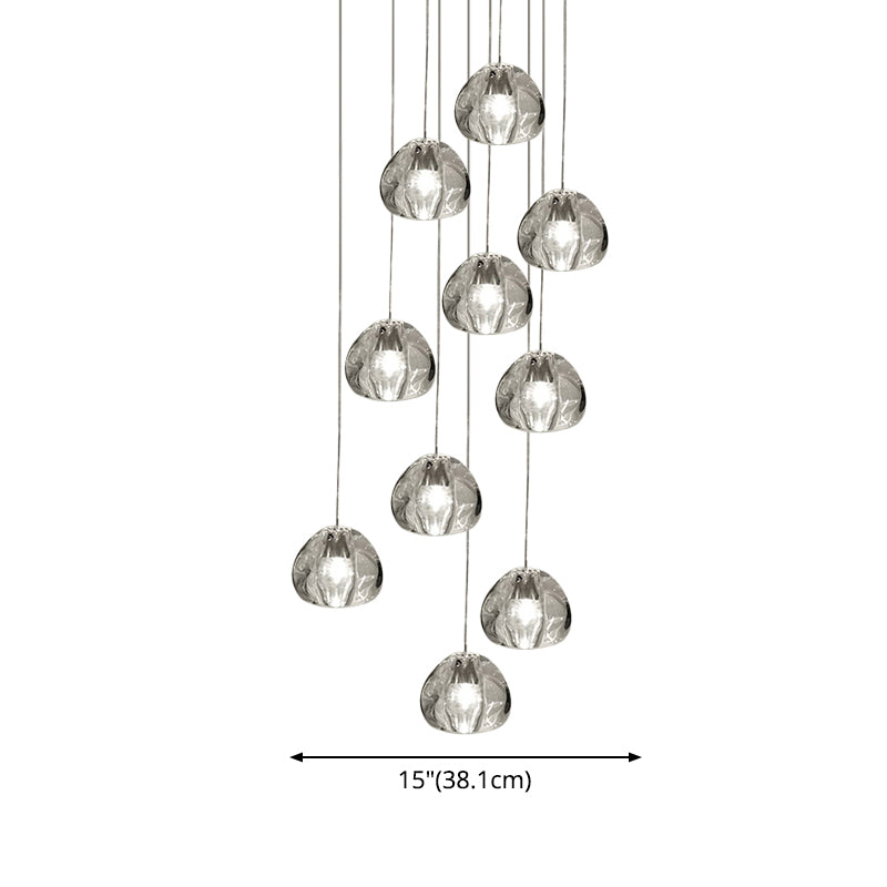 Clear Bubble Glass Mini Pendant Light Modern Nordic LED Round Stair Hanging Lamp