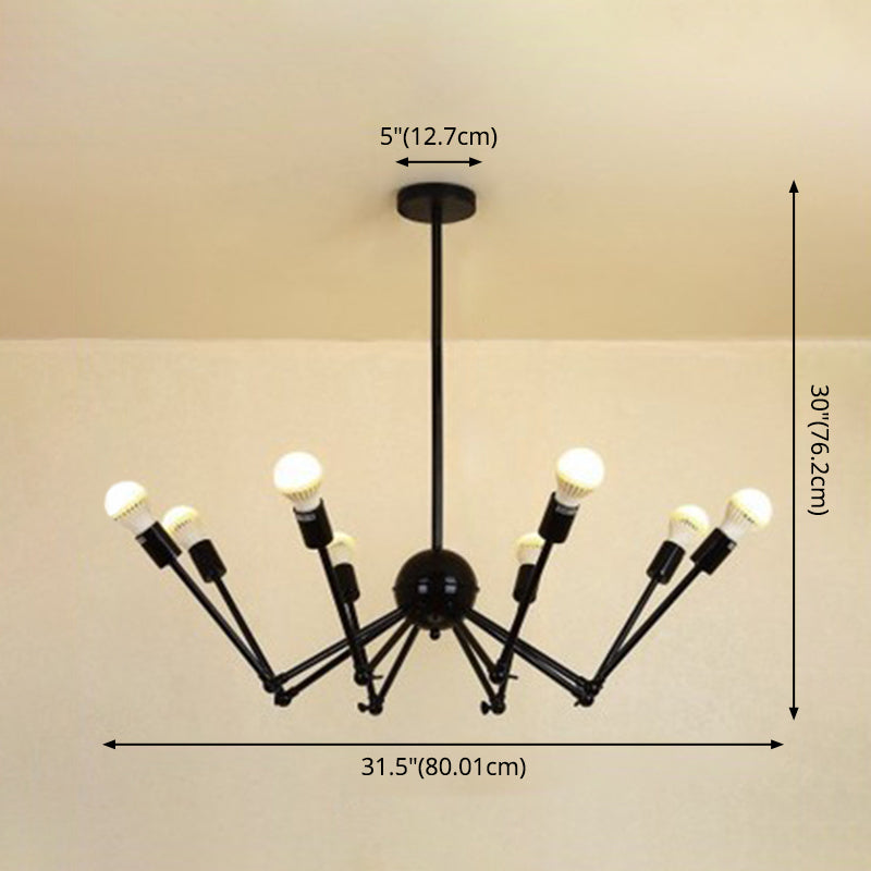 Spider-shaped Wrought Iron Chandelier Light Retro Industrial Style Coffee Shop Workshop Hanging Pendant Light