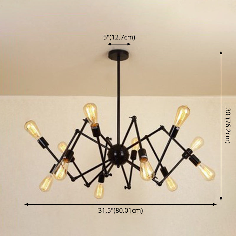 Spider-shaped Wrought Iron Chandelier Light Retro Industrial Style Coffee Shop Workshop Hanging Pendant Light