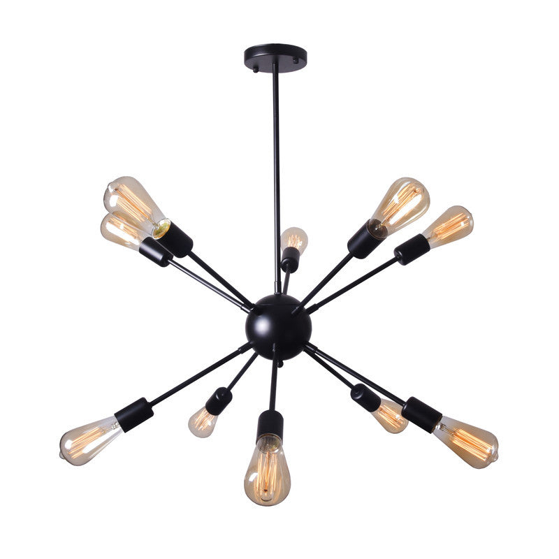 Vintage Industrial Style Chandelier 10 Light Living Room Restaurant Bar Hanging Pendant Light Fixtures in Black