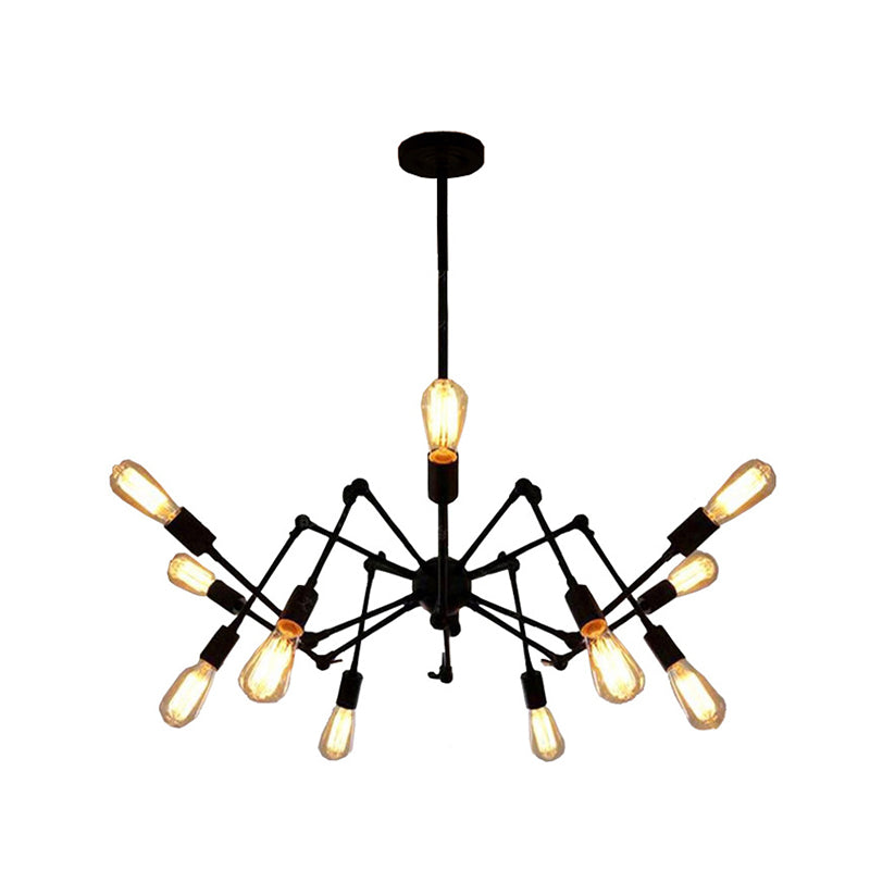 Black Retro Industrial Style Chandelier Light Wrought Iron Living Room Multi Light Pendant Light