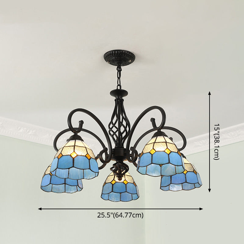 Stained Glass Tiffany Chandelier Light Living Room Ceiling Hanging Light with 12" Adjustable Chains