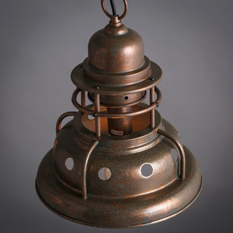 1 Light Truncated Shade Pendant Light Industrial Painted Oxidized Copper Metal Hanging Lamp