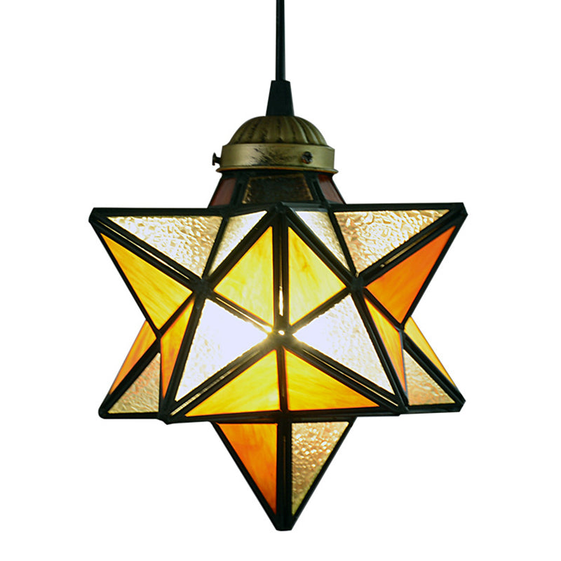 1 Light Pendant Light Tiffany Star Shade Icy Clear Glass Down Lighting Pendant