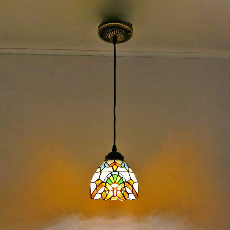 Luz de colgante de cuenco lámpara de colgante de vidrieras de color tiffany 1 para comedor