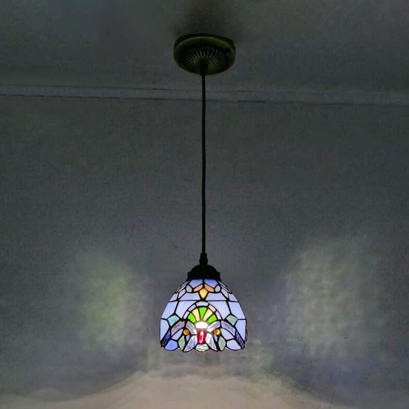 Luz de colgante de cuenco lámpara de colgante de vidrieras de color tiffany 1 para comedor