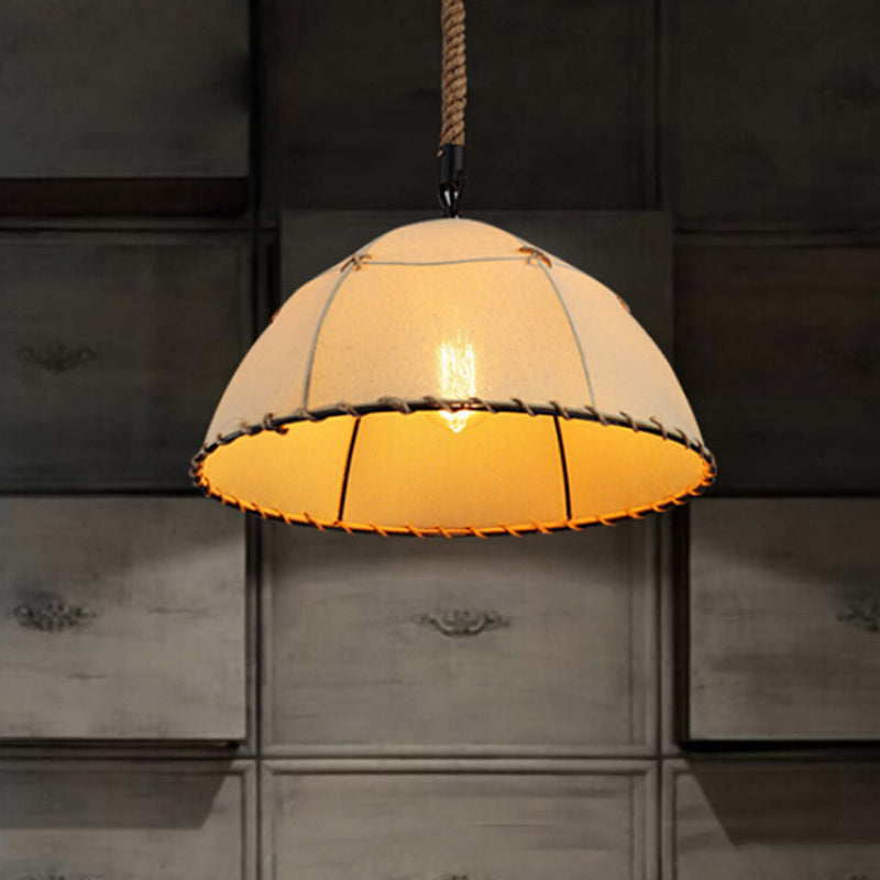 1 licht hangende lichtkit traditionele koepelvormige stofophanging hanger in beige voor restaurant