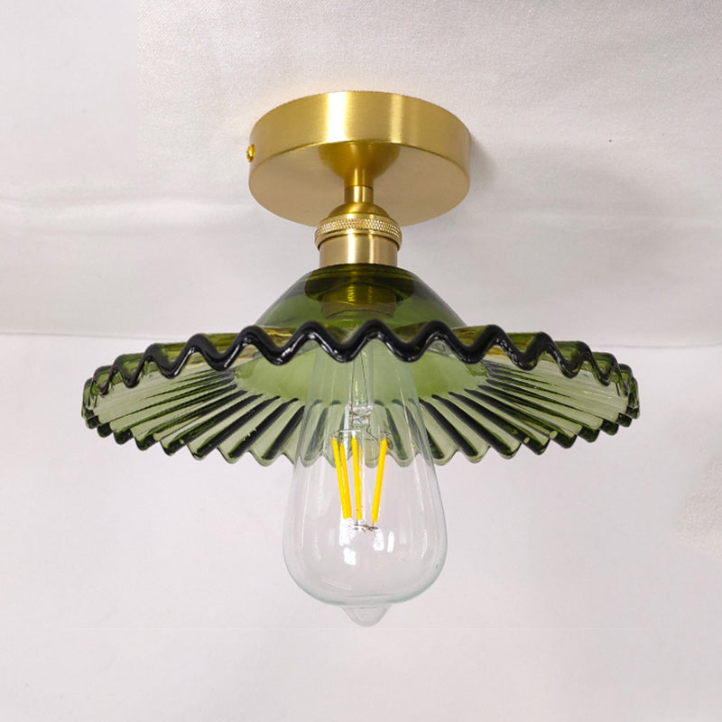 Retro Glass Ceiling Light Corridor Lighting Fixture with Brass Lamp Holder