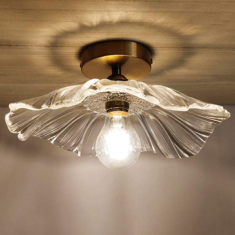 Retro -glazen plafond lichte gang verlichting met messing lamphouder