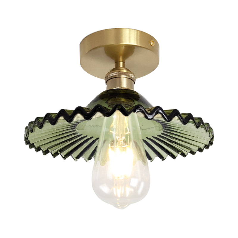 Retro Glass Ceiling Light Corridor Lighting Fixture with Brass Lamp Holder