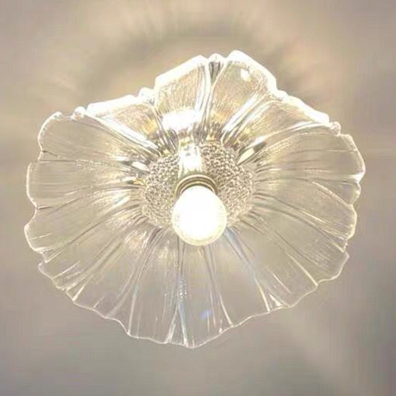 Éclairage du couloir de plafond en verre transparent traditionnel avec porte-lampe en laiton