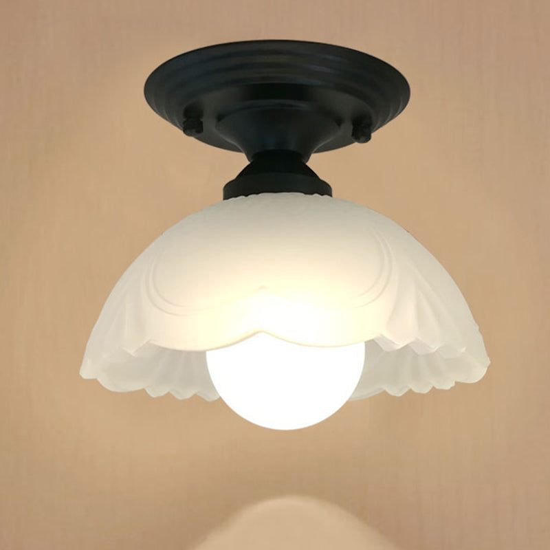 White Simplicity Ceiling Lamp Frosted Glass Shade Bedroom Lighting Fixture