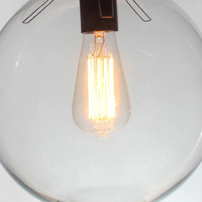 Light de plafond industriel à 1 lumière avec une teinte en verre transparent lampe à monte à chasse d'eau rond en noir pour la boutique en tissu