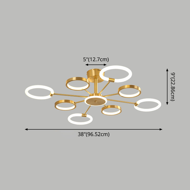 Radiale kroonluchter verlichtingsarmaturen Ultra-eigentiële metalen hangerverlichting voor woonkamer