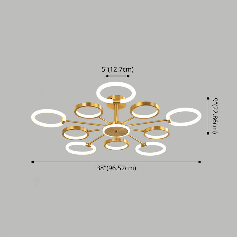 Radiale kroonluchter verlichtingsarmaturen Ultra-eigentiële metalen hangerverlichting voor woonkamer