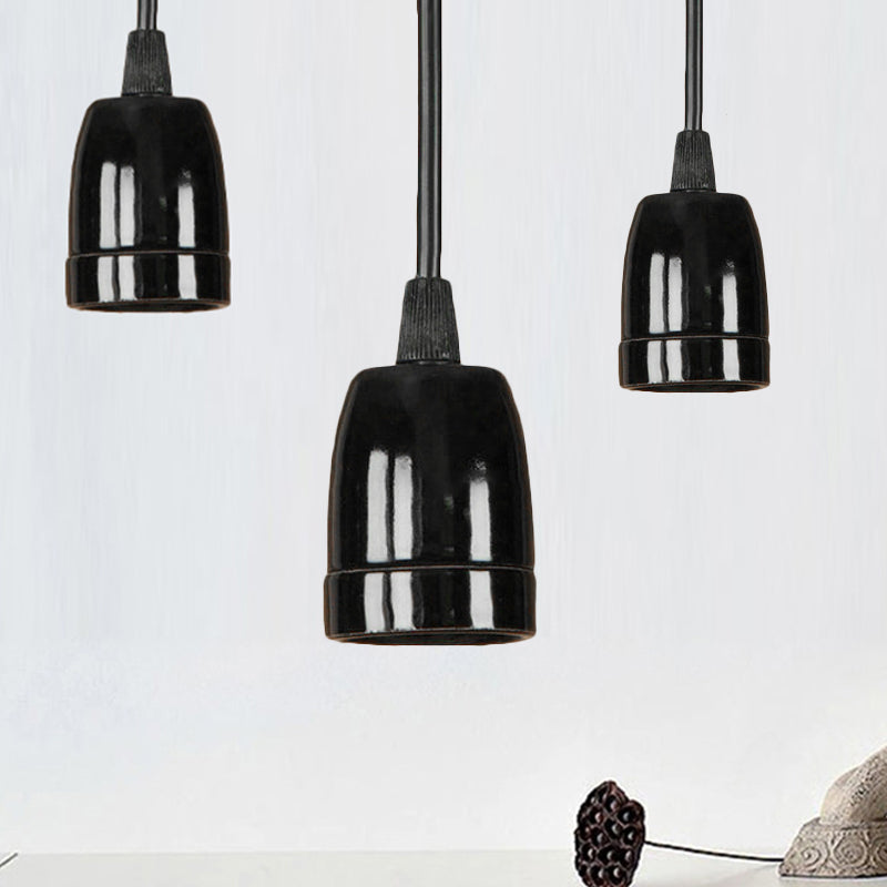 1 Testa Mini Luce a sospensione sospesa con corda regolabile Stile retrò Black/Red Ceramic Assiction Light