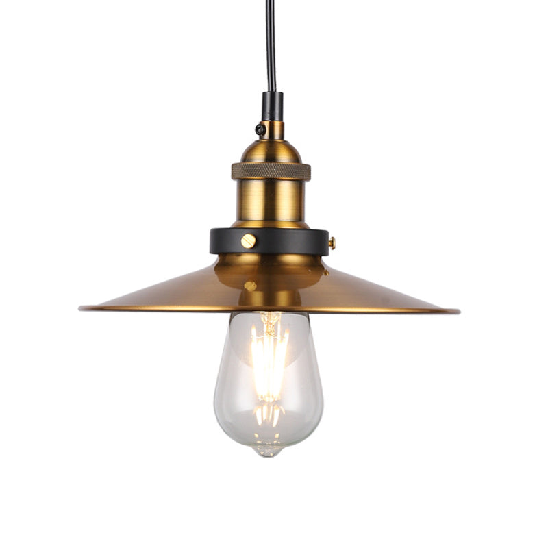 Barn Shade Metal Suspension Light Industrial Style 1 Bulb Brass Adjustable Hanging Ceiling Light