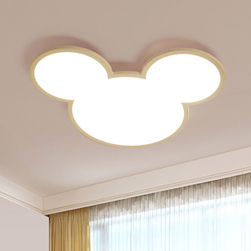 Cartoon Mouse Head Flush Ceiling Light Acrylic Undertint LED Ceiling Fixture for Nursing Room