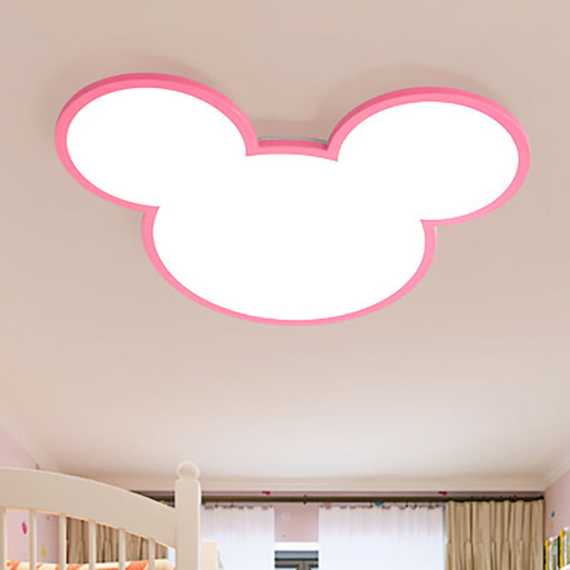 Cartoon Mouse Head Flush Ceiling Light Acrylic Undertint LED Ceiling Fixture for Nursing Room