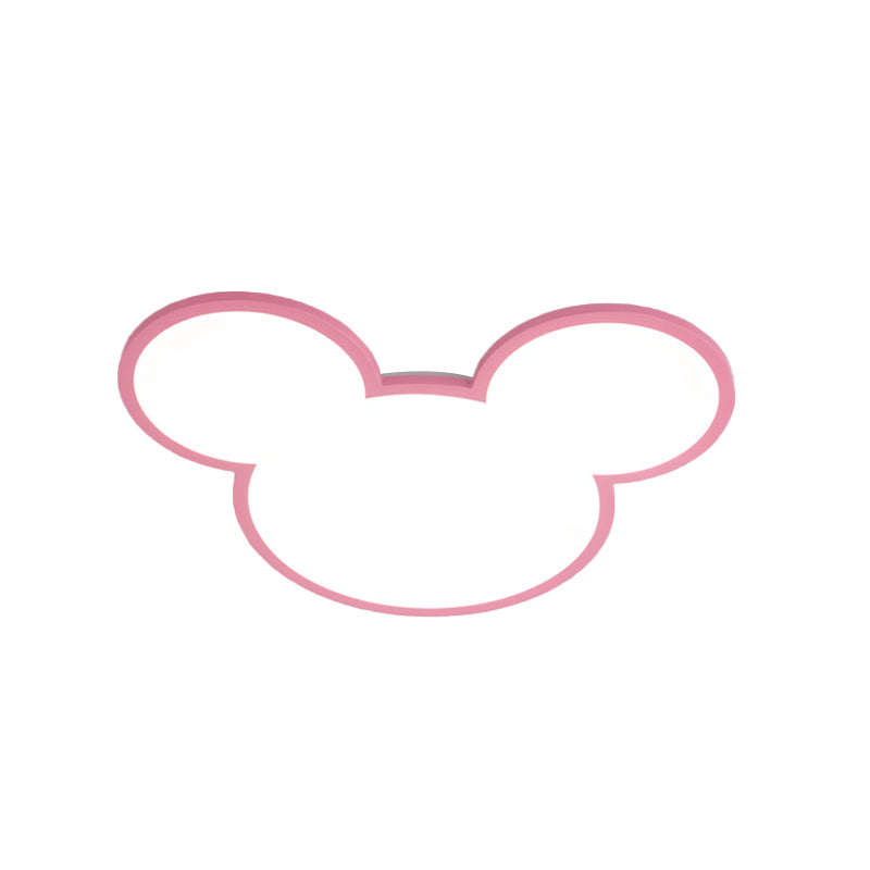 Cartoon Mouse Head Flush Ceiling Light Acrylic Undertint LED Ceiling Fixture for Nursing Room