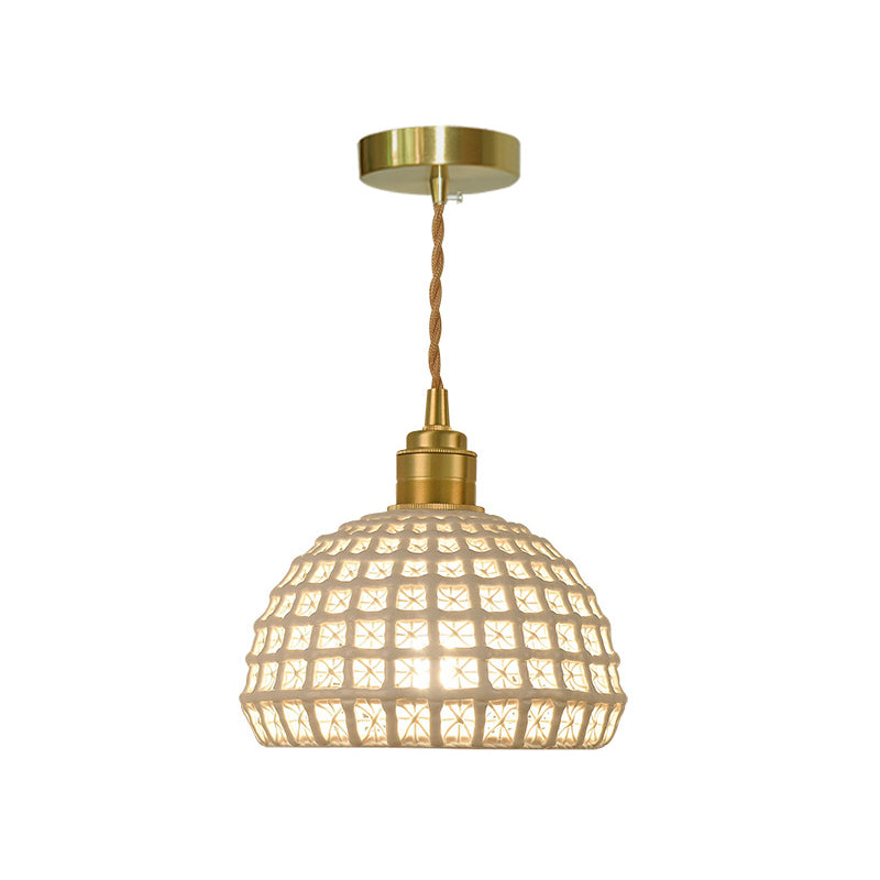 Blau/Pink Dome Suspension Lampe Vintage Stylish 1 Light Ceramic Hanging Lighting mit hohles Ausgang