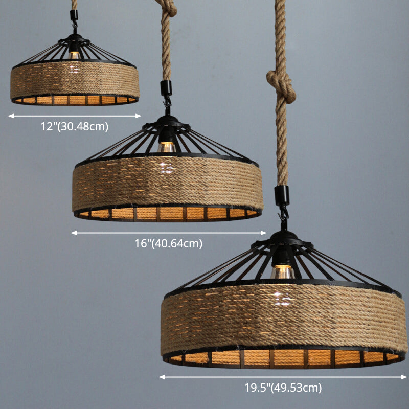 1 Light Cage Flared Hanging Lights Retro Industrial Metal Light Pendant for Restaurant